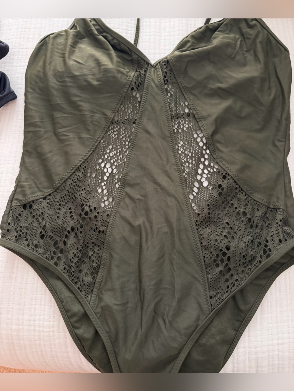 Mossimo Supply Co. Olive Green Lace-Panel One piece